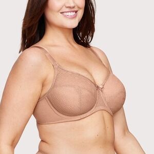 Glamorise Women's‎ 38F Cappuccino Lace Comfort Wonderwire Bra 9855